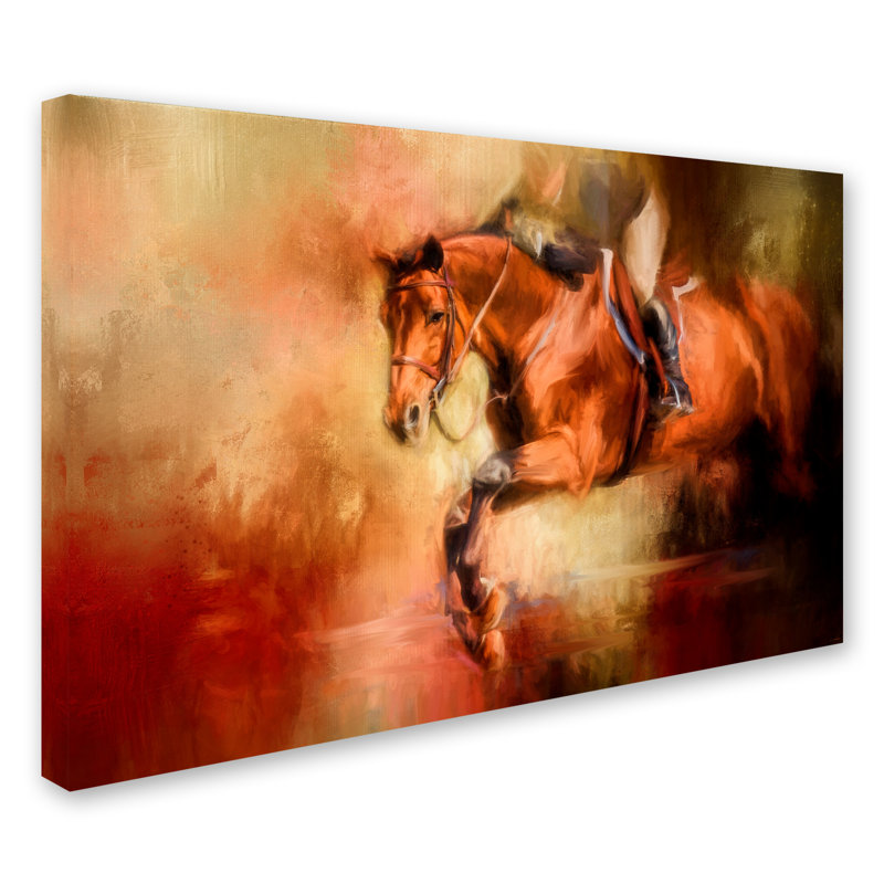 «Clearing the Jump» de Vidur, reproduction sur toile tendue, 16 po x 24 po