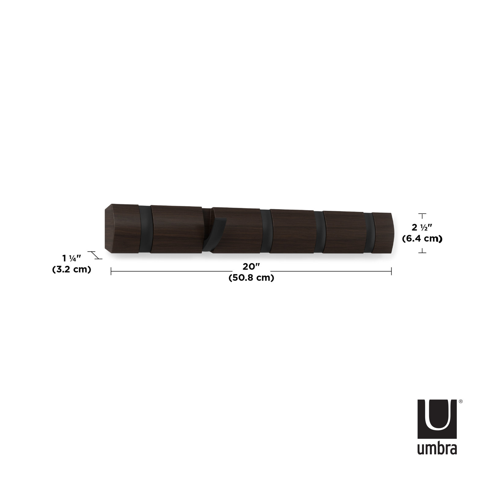 Ainikki 5 - Hook Coat Rack, Walnut/Black