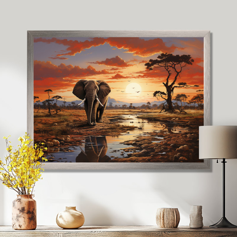 Faune d'Afrique, animaux d'Afrique sur toile, H 12 po x l 20 po x P 1 po, Cadre simple argenté