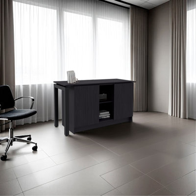 Elfrida Desk, Two Open Storage Shelves, Wenge