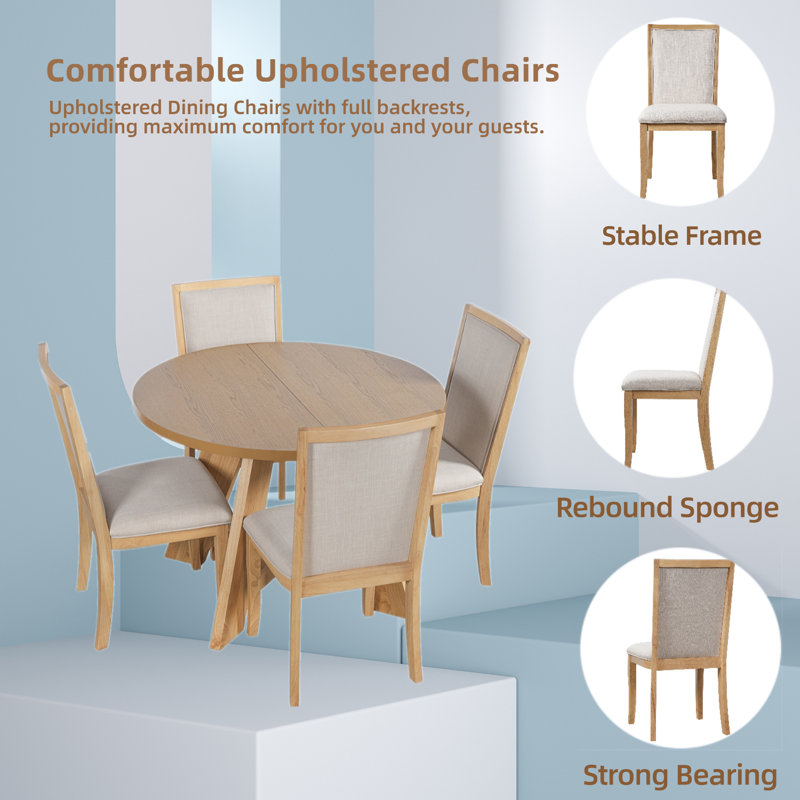 Ensemble de table de salle à manger extensible 4 personnes, Naturel