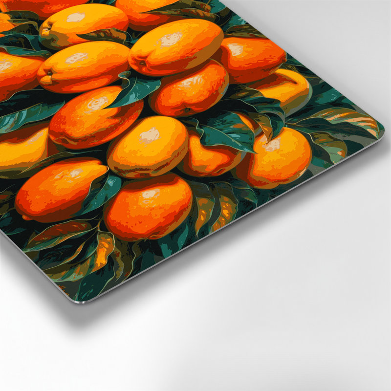 Art mural vert en forme de fruit, mangue et alphonso, H 11 po x l 14 po