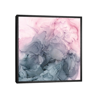 Blush & Paynes Grey Flowing Abstract by Elizabeth Karlson - Print on Canvas
