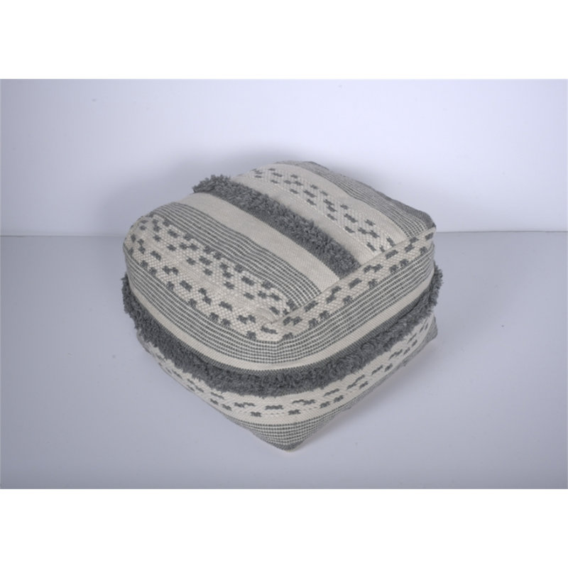 Karim Large Pouf, Ivory/Gray