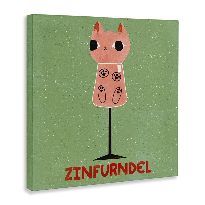 Toile Zinfurndel Feline Wine, design par Carrie Cantwell, H 30 po x l 30 po
