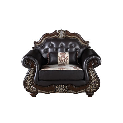 Maximus Upholstered Armchair with Throw Pillow, Madeira