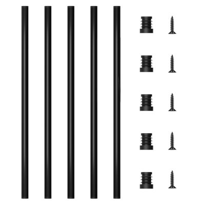 25 pcs Round Galvanized Iron 26 in. x 3/4 in. Stair Baluster Kit with Connectors