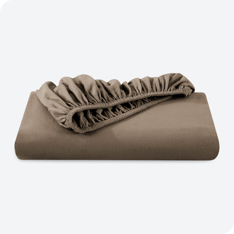 Split-King 100% Cotton Fitted Sheet, Taupe