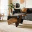 Table basse moderne de style moderne Mid-Century avec plateau en verre trempé et bois, noyer
