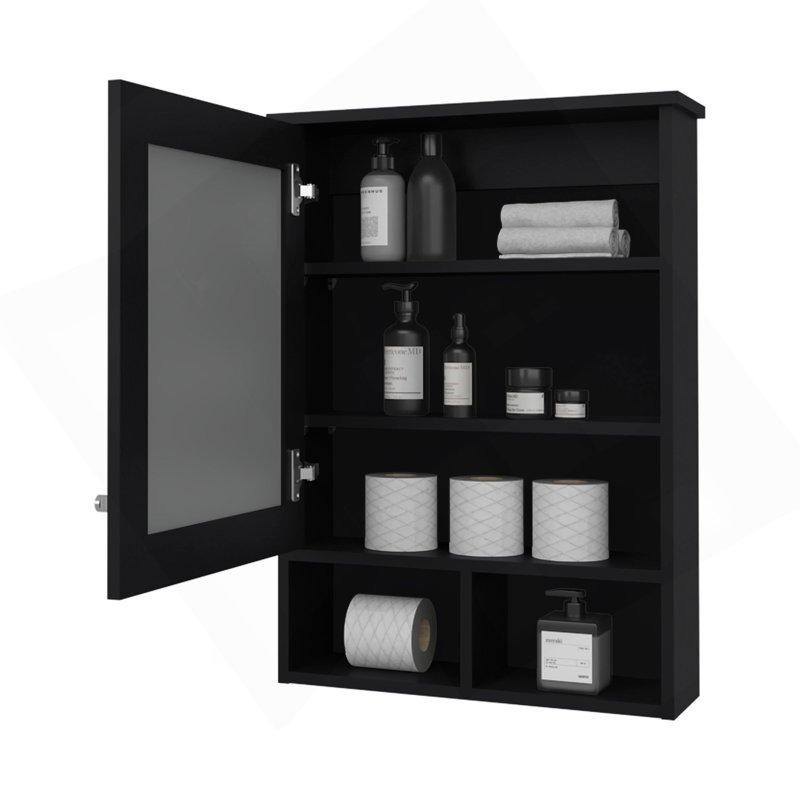 Poston Medicine Cabinet With A Door And Included Mirror, White, Noir