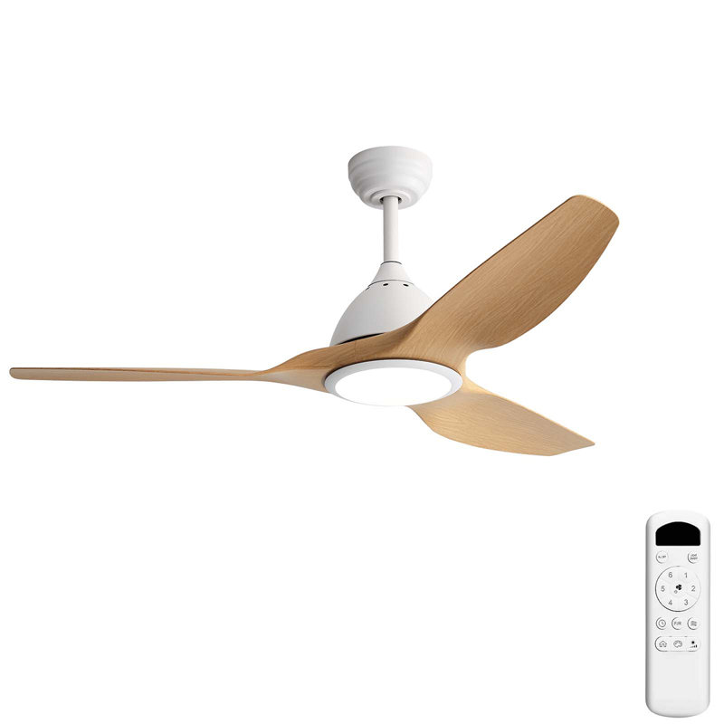 52 Inch Ceiling Fan With Light 22W 3 Color Dimmable LED Memory Function Quiet Reversible DC Motor 1H 4H 8H Timer For Large Rooms
