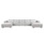 Canapé modulaire en U en cuir véritable 5 pièces gris clair avec 3 fauteuils inclinables électriques et appuis-tête réglables-133630776