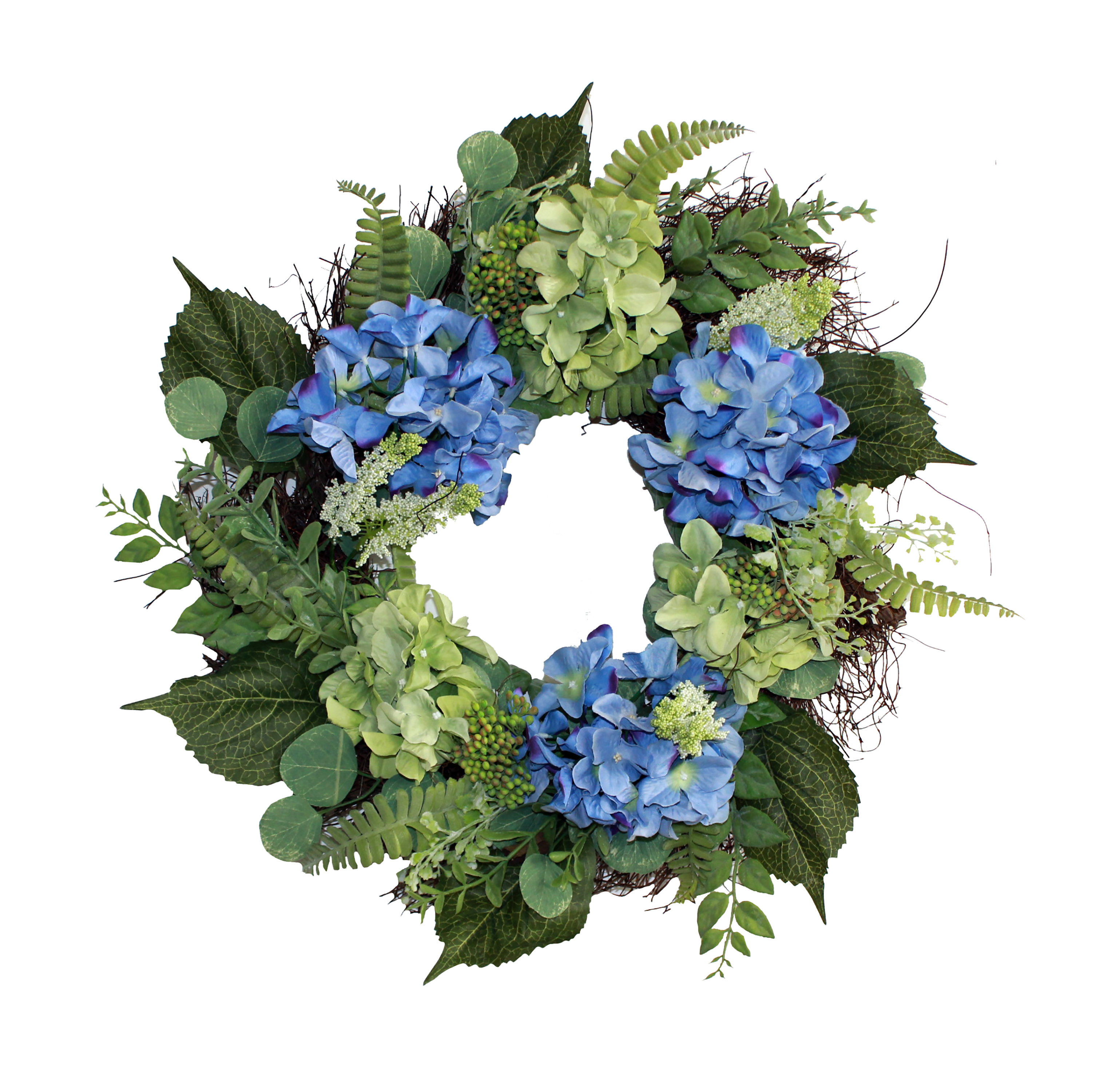 One Allium Way® 24" Artificial Hydrangea Wreath on Twig Base & Reviews | Wayfair