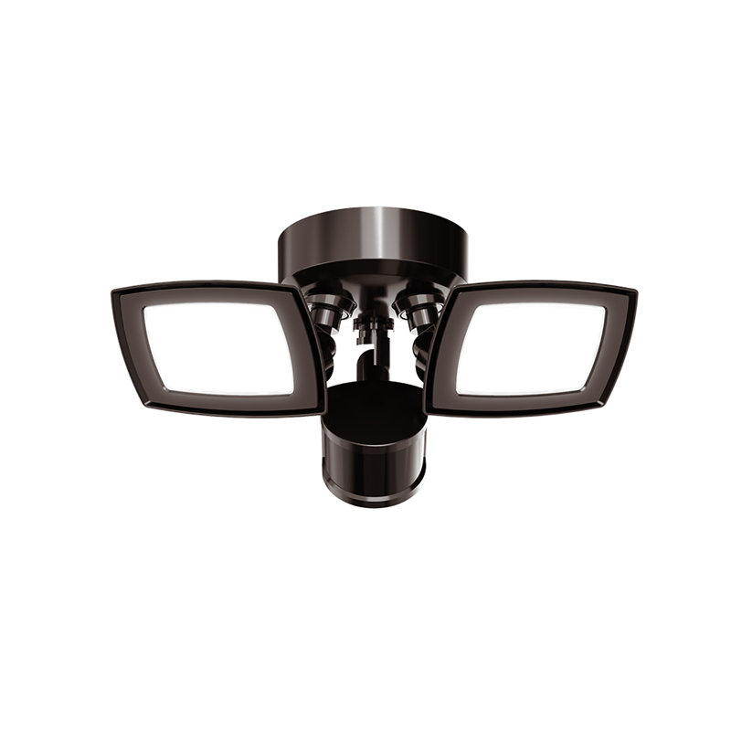  LED Twin Head Outdoor Flood Light with Motion Sensor, 6000 Lumens, 45W, 4000K, IP65 Motion Flood Lights Backyard - Bronze