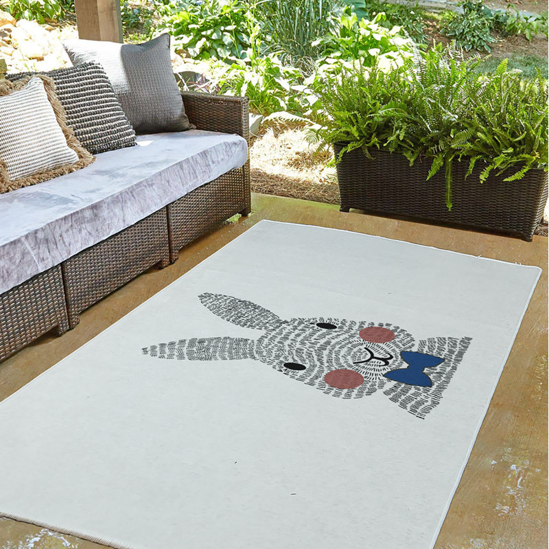 Tapis rouge / blanc tissé à la machine Elioth, Rond 5 pi