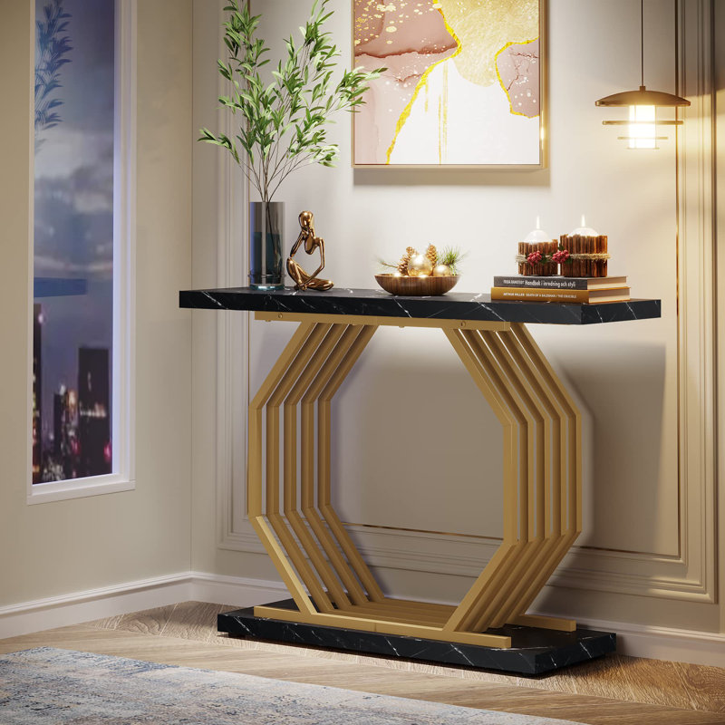 Console dorée 39,37 po Hailynn, Noir