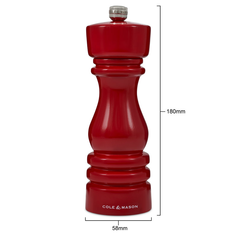 Moulin à sel 7 po Cole & Mason London, H 7,1 po x l 2,3 po x P 2,3 po, Rouge