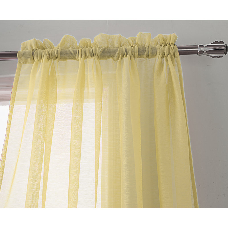 Landose Sheer Curtain Single Panel, Gold, 55" W x 84" L