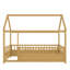 Lit simple en bois avec structure de toit de maison, garde-corps de clôture,