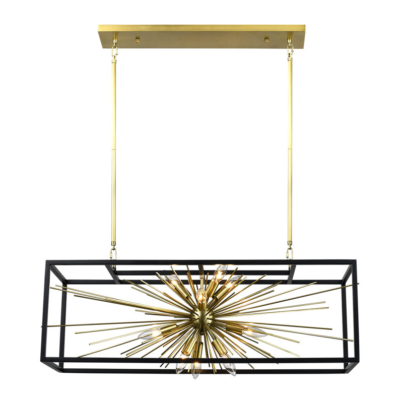 Zaiyan 10 - Light Dimmable Sputnik Square / Rectangle Chandelier, Gold/Black