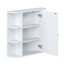 Armoire de rangement murale de salle de bain avec miroir, tablettes réglables et compartiments ouverts pour une organisation efficace