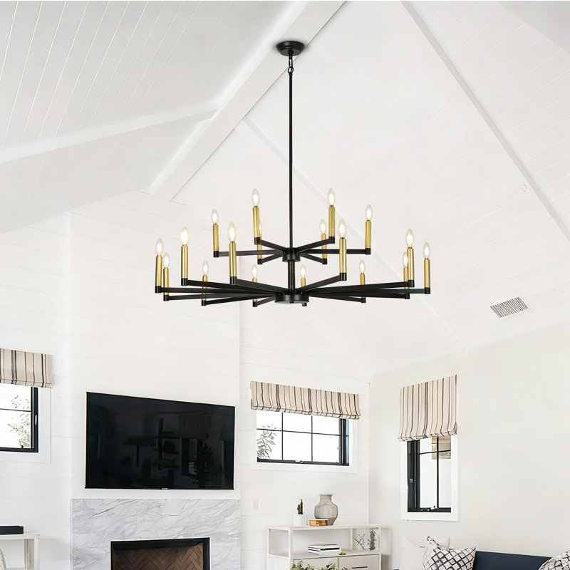 18 - Light Candle Chandelier Traditional Tiered Chandeliers For Dining Room , 18 Lights, 2 Tiers, 14" H x 47" W x 47" D