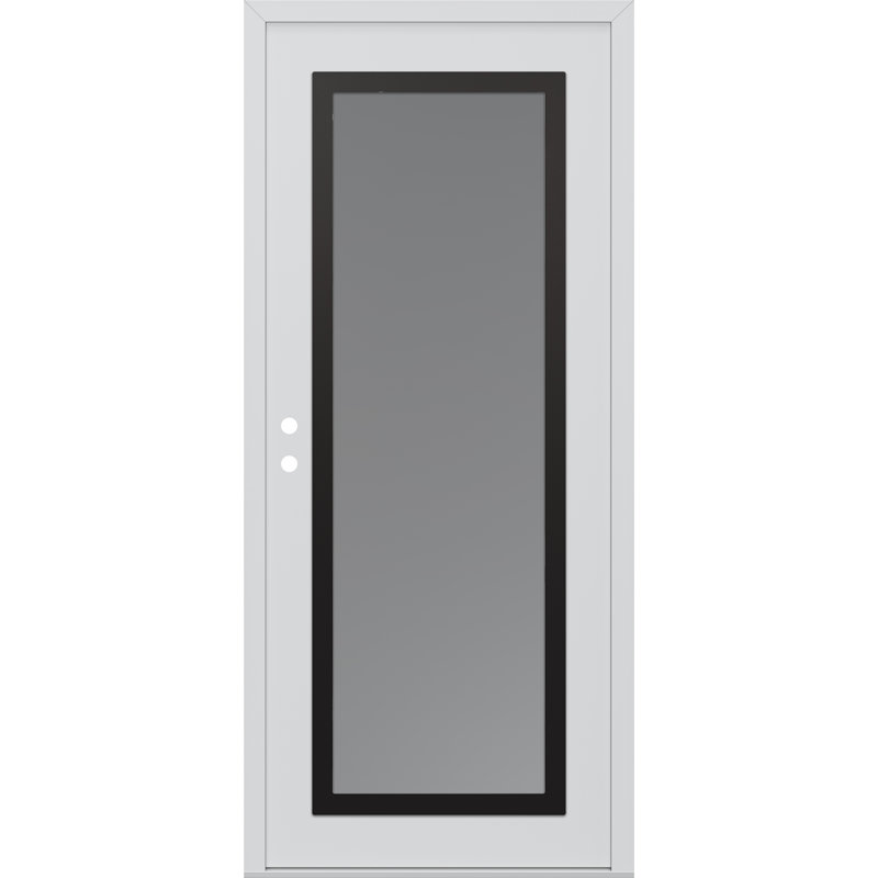 Porte d'entrée avant en verre С1 panneau noir acier blanc / verre givré blanc, Droite / vers l'intérieur, Gelé