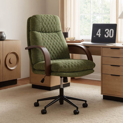 Mid-Century Diamond-Stitched 360° Swivel Office Chair