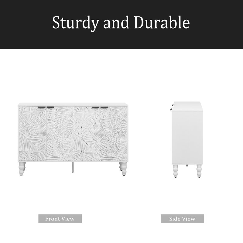 Meuble télé moderne, console multimédia avec 2 espaces de rangement spacieux, pieds en bois massif et dispositif anti-basculement pour le salon