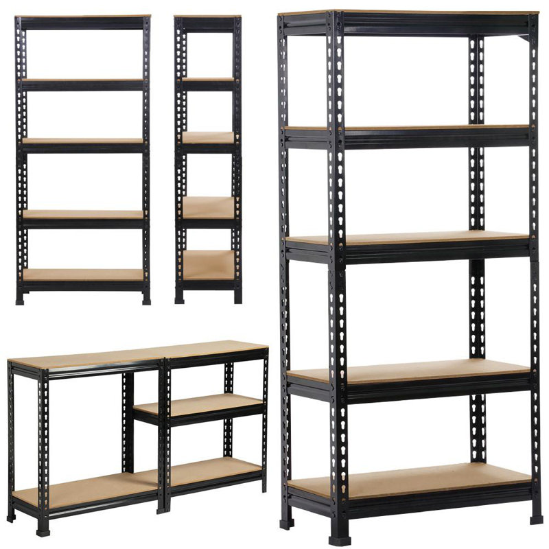 Tevis 60" H x 27.5" W x 12" D 5 Tiers Boltless Adjustable Storage Shelf Goods Rack, Black