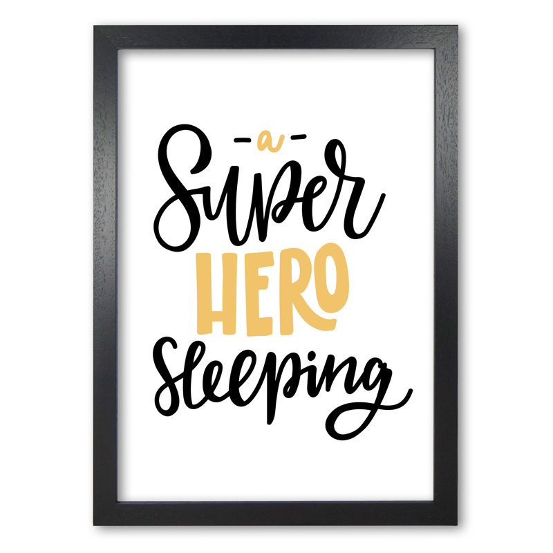 Superhero Sleeping - Print, Black Grain Frame, 60 cm H x 42 cm W x 5 cm D