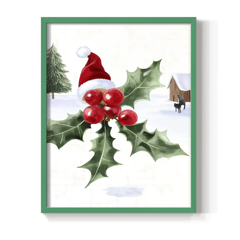 «Christmas Holiday Art DCCL XXXV», reproduction d'art encadrée - bois massif, Vert, H 30 po x l 24 po