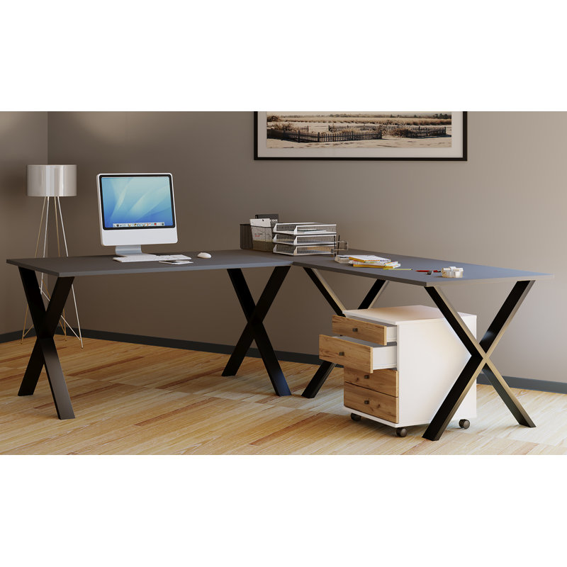Randalle Writing Desk, Black, 76cm H x 140cm W x 50cm D