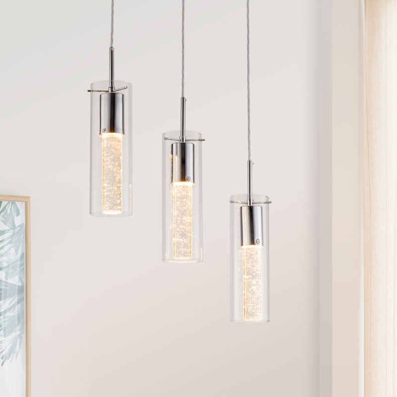 Modern Pendant Lighting with Chromed Finished, Chandeliers with Bubble Glass