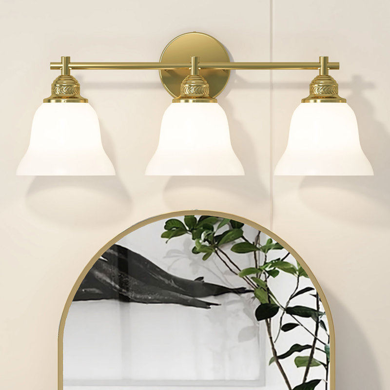 Bathroom Vanity Lights With With Frosted Glass Shades, 3 Lights