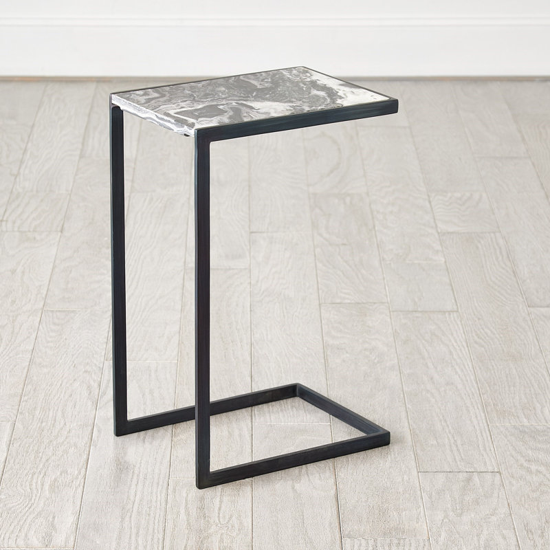 Nudge Marble Top End Table, 22" H x 14" W x 10.5" D