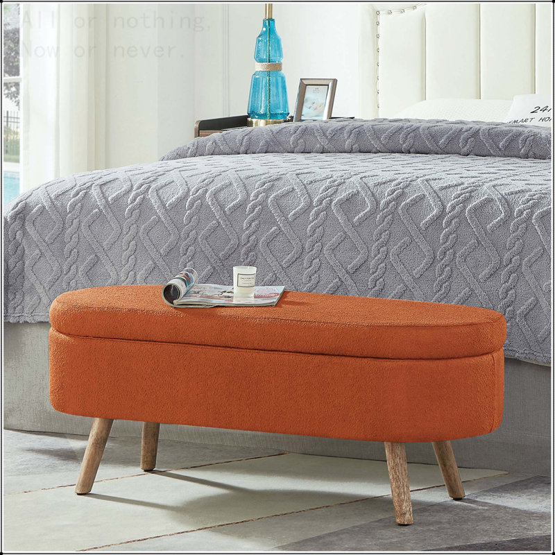 Banc de rangement avec repose-pieds Luxury, Orange