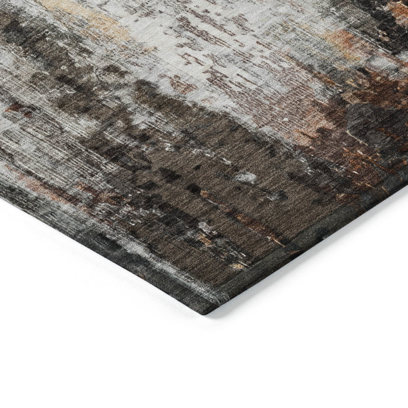 Machine Washable Indoor/Outdoor Claudian ACN1640 Gray Rug, Round 8'