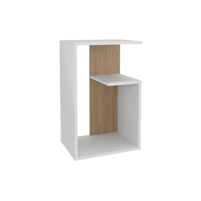Everet 25" High 3-Tier Side Table Black White - Natural Oak
