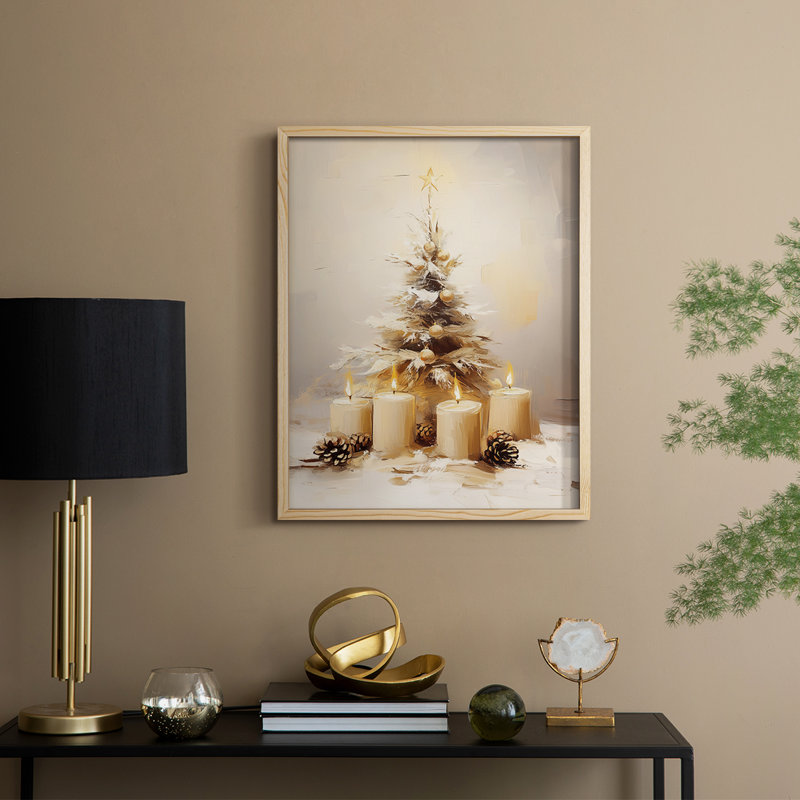 Christmas Holiday Art -Series 2-CCCXLVII Framed Print - Solid Wood, Naturel, H 30 po x l 24 po