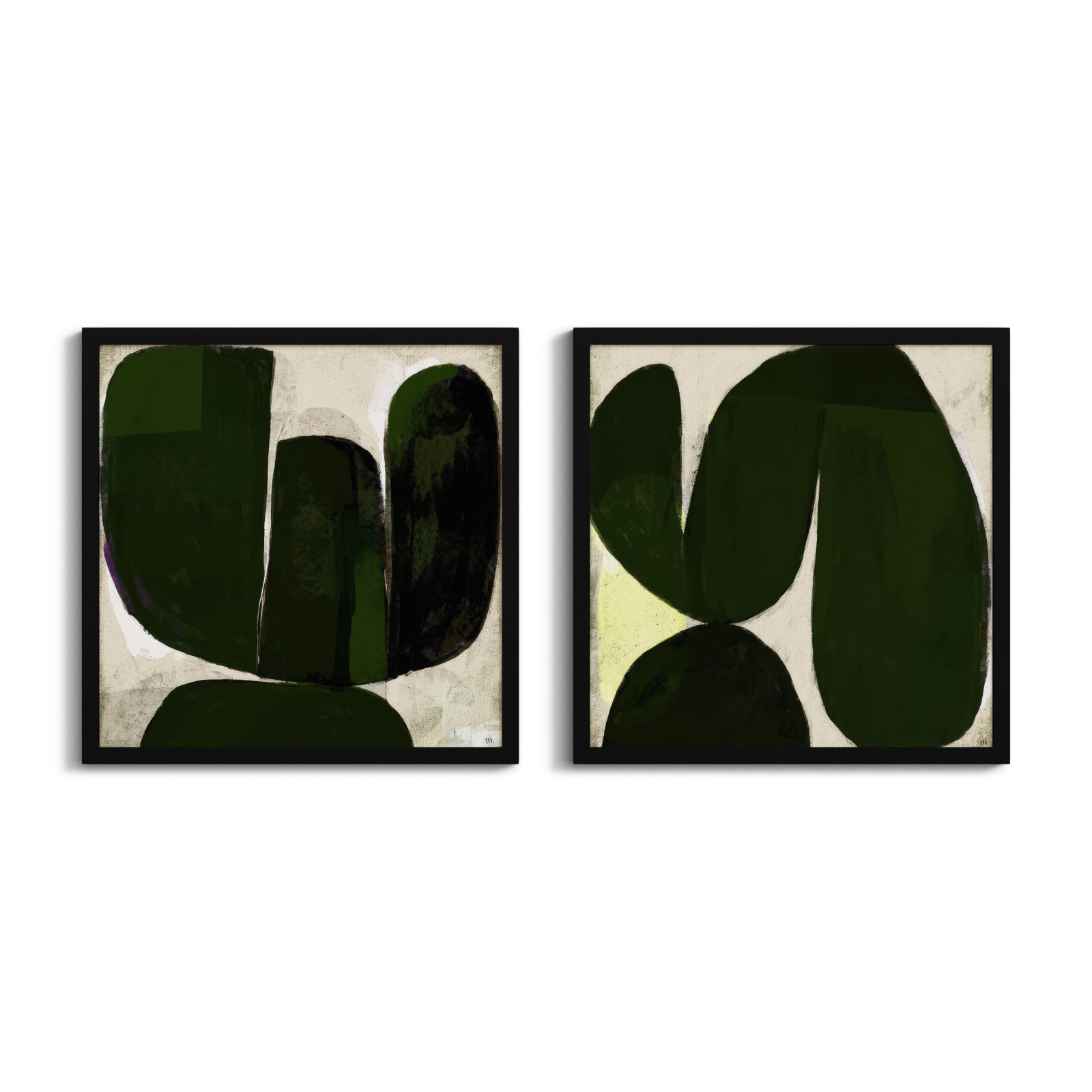 Succulent Set Of 2 by StudioM, Black, 24" H x 24" W x 1.25" D
