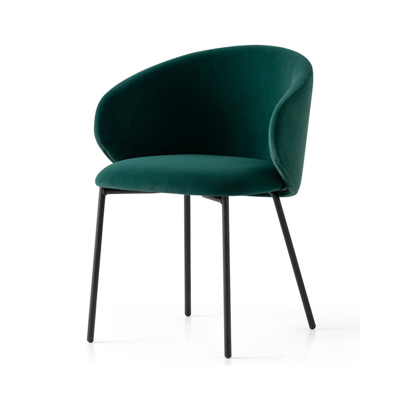 Fauteuil rembourré avec structure en métal Tuka, Vert forêt, Noir mat