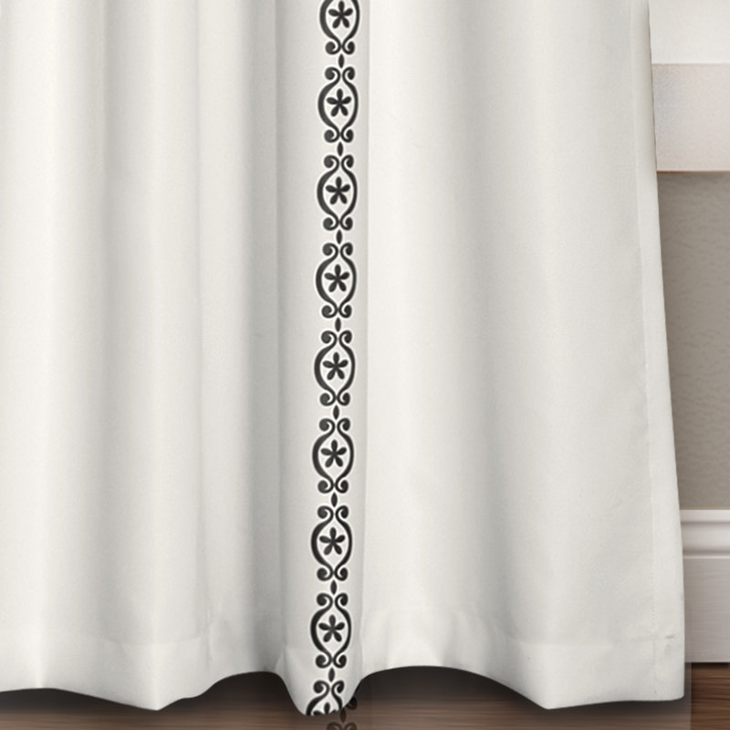 Gray Medallion Pattern Blackout Polyester Window Panels