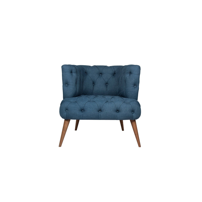 Élégant fauteuil à oreilles, bleu nuit, 29,5 po x 30,3 po x 31,5 po | Structure en bois massif, tissu 100% polyester, facile à nettoyer | Design moderne et traditionnel, parfait pour le salon, décor rustique et contemporain