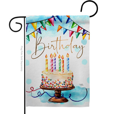 Double Sided 18.5'' H x 13'' W Polyester Birthday Garden Flag