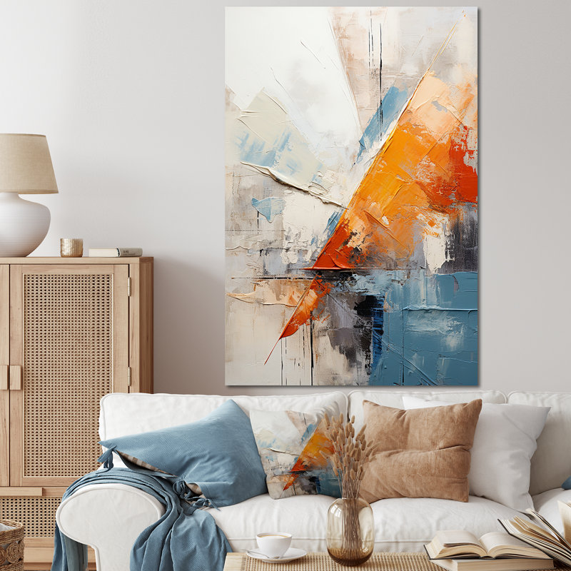 Orange mosaïque abstraite mosaïque - tuile abstraite, art mural, H 60 po x l 40 po x P 1,5 po, Toile tendue