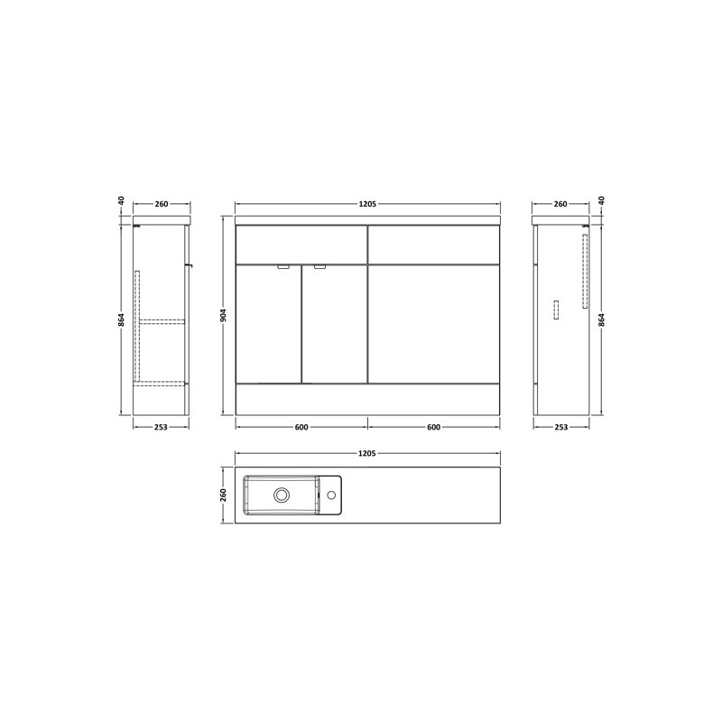 Single Bathroom Vanity with Drop In Basin