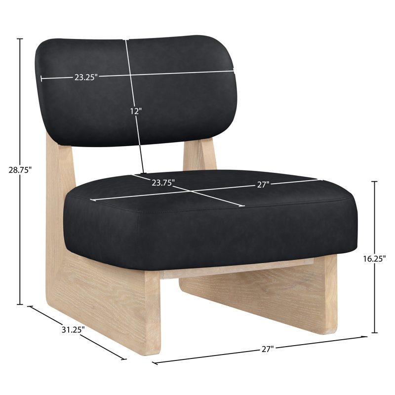 Fauteuil d'appoint en cuir Vetra Lystra, Naturel, Cuir végétalien noir