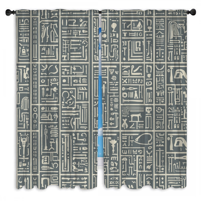 Rideaux de fenêtre Hiéroglyphes, 20 po x 50 po - 2 panneaux, Transparent