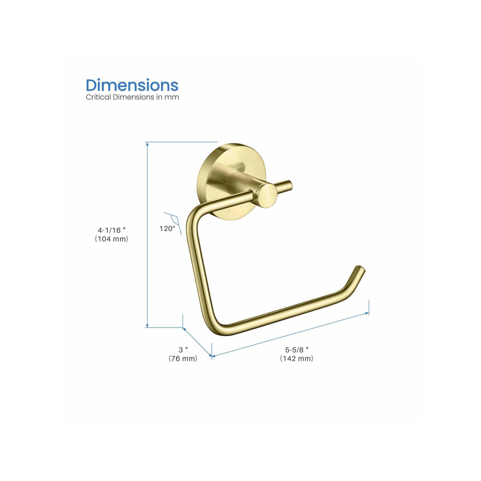 Circular Toilet Paper Holder, Brushed Gold